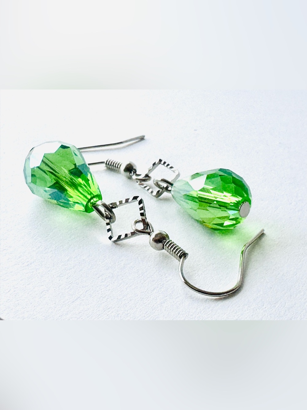 Green Crystal Briolette Earrings - artisan handmade with love and care
